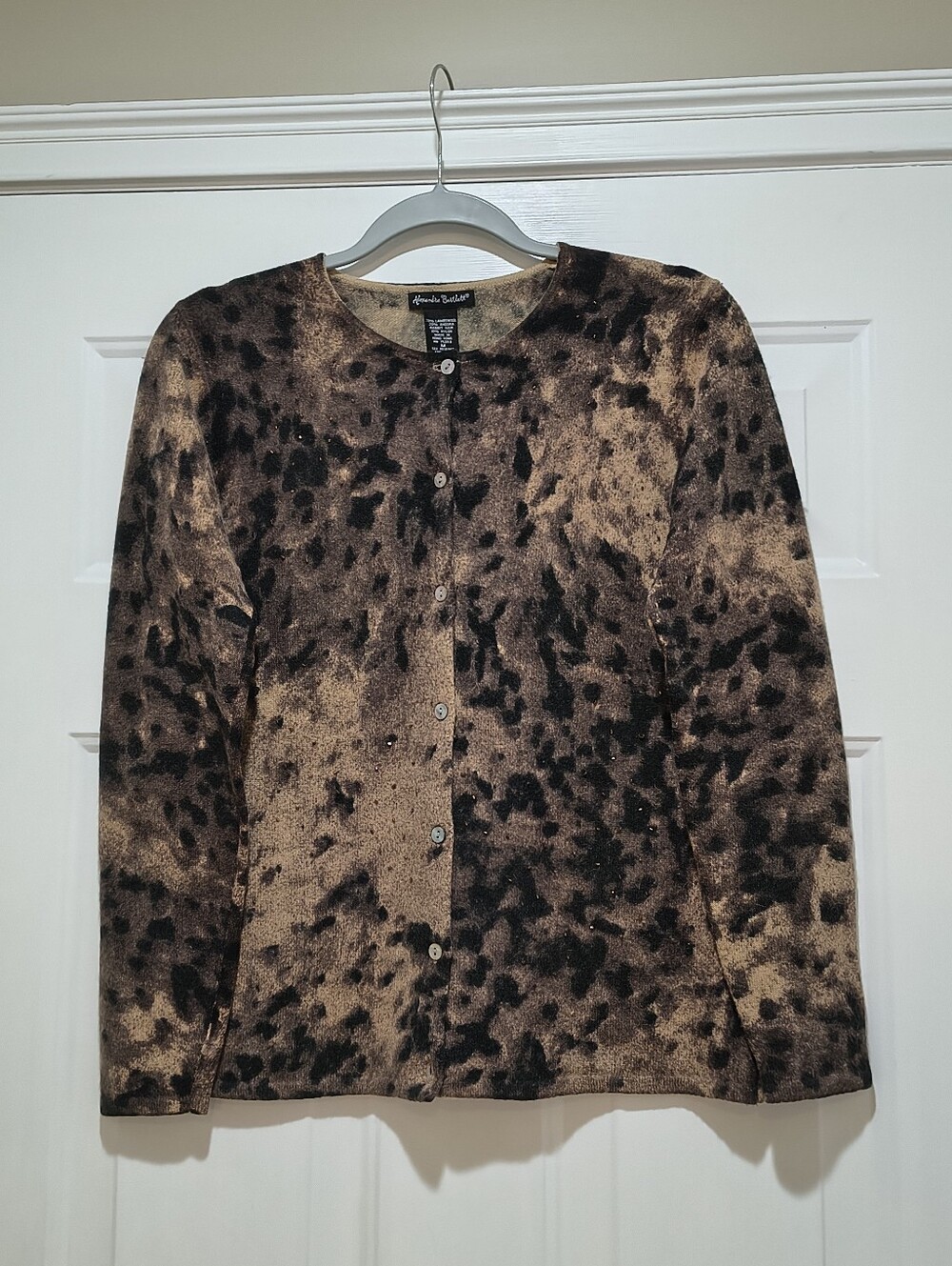 alexandra bartlett Leopard Print Cardigan Lambdwool & Angora Size Medium